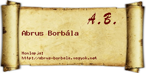 Abrus Borbála névjegykártya