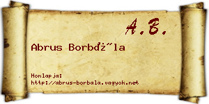 Abrus Borbála névjegykártya